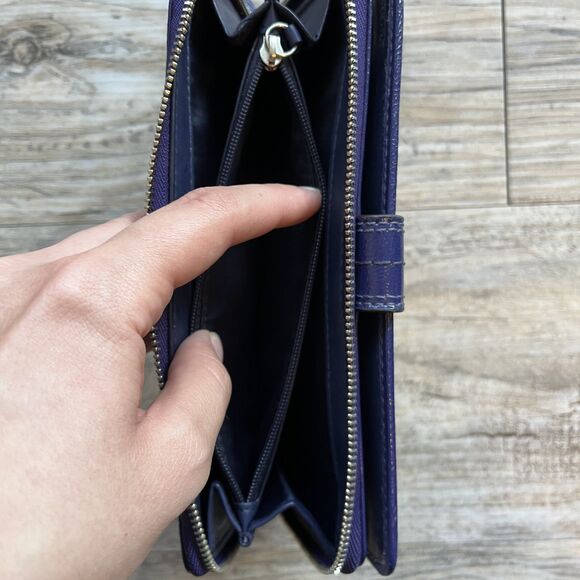 Coach Wallet Signature IKAT Scribble Print Accordion Large White Pink Blue - Picture 6 of 8